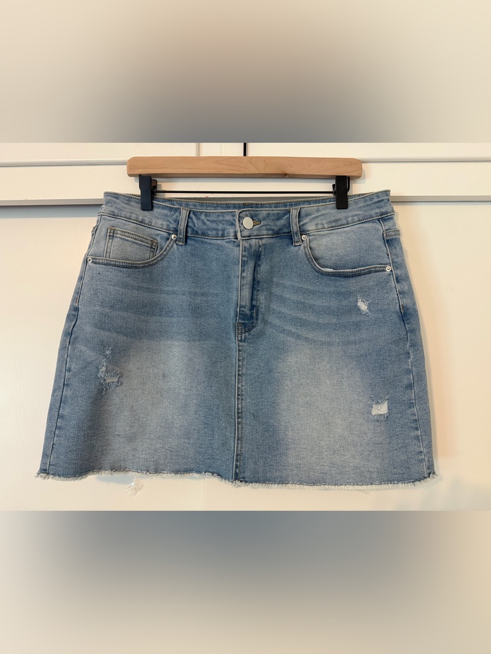 Women’s Denim Mini skirt Y2K - Distressed raw hem